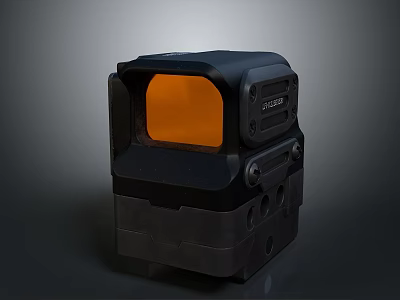 Optical Tactical Red Dot Sight With Orange Lens And Black Durable Housing 3d model
