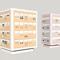 Jewelry Display Cabinets With Earrings And Necklaces In White And Pink Finishes