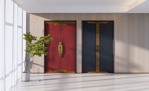 New Chinese Double Door 3d model