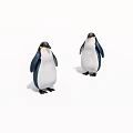Two Black and White Penguins Standing Side by Side on White Background 3d model