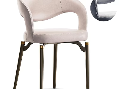 Modern Light Pink Velvet Dining Chair With Gold Metal Legs And Curved Back Design 3d model