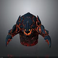 Mysterious Blue Monster Character With Red Glowing Patterns Sharp Claws And Lava Like Base Design
