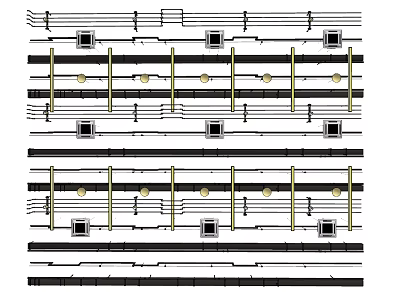 Parallel Metal Pipes Arrangement With Horizontal Alignment Support Brackets And Joints 3d model