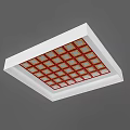 Modern Square Ceiling Design With Red Grid Pattern And White Frame 3d model