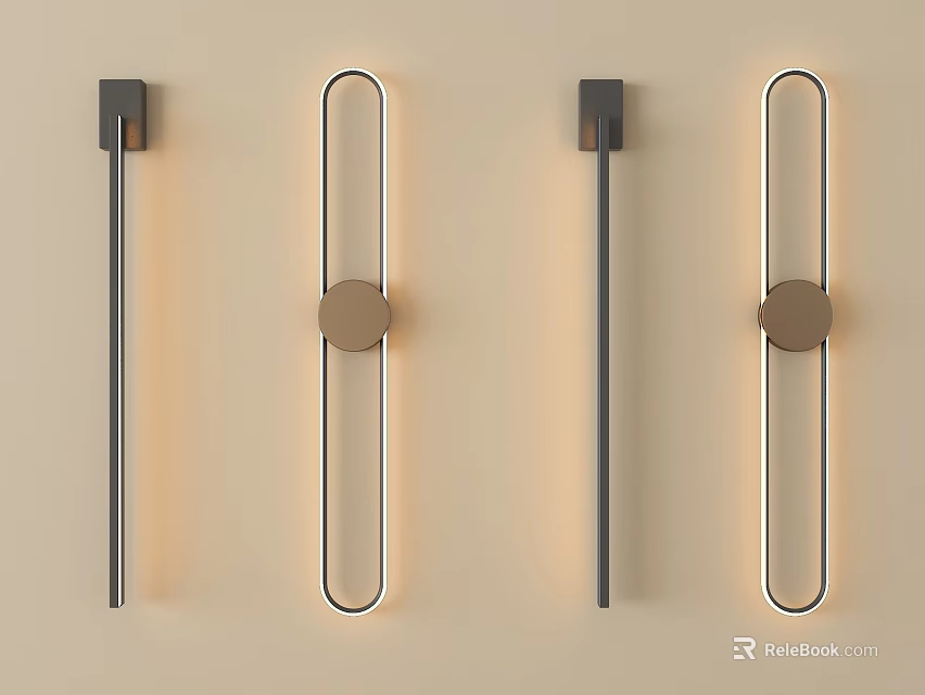 Modern Minimalist Wall Lamps With Sleek Metal Frames And LED Lighting 3d model 