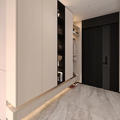 Modern Elegant Shoe Cabinet Design For Entryway With White Black Storage And Minimalist Style 3d model