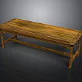 Rustic Solid Wood Bench With Natural Wood Grain And Sturdy Legs Design