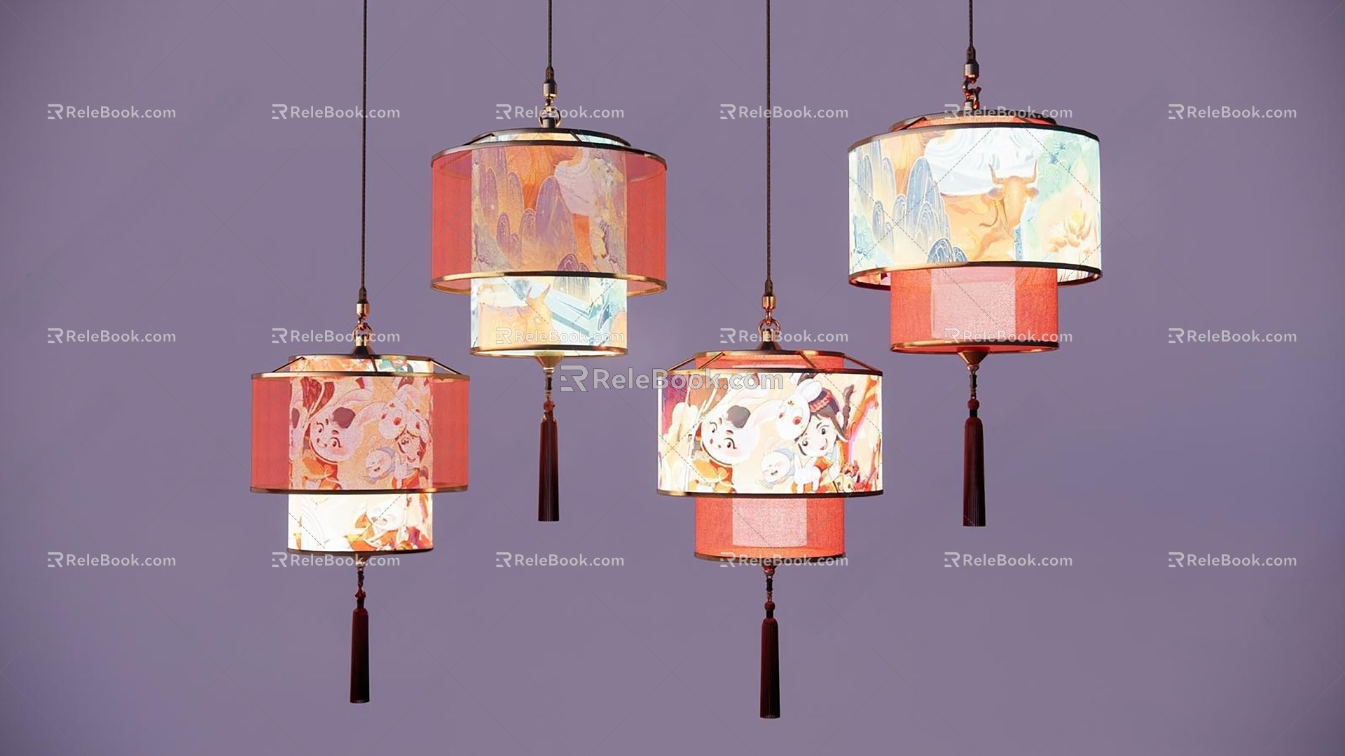 New Chinese Style National Tide Lantern model