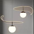 Modern Chandeliers with Curved Light Strips and Spherical Bulbs for Contemporary Home Interior