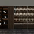 Elegant Wine Cabinet With Glass Doors And Organized Wine Bottles On Wooden Backdrop