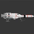 White And Red Spacecraft 3D Model With Transparent Section And Support Structure 3d model