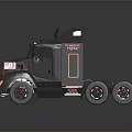 Black Heavy Duty Truck With Red Accents American Flags On Front Grille And Rims