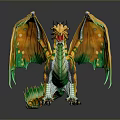 Fantasy Dragon With Vibrant Yellow Green Orange Wings And Detailed Scales