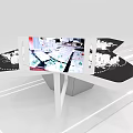 Modern Commercial Equipment Circular Display Table With City Models And Curved Displays