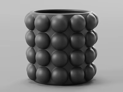 Unique Modern Bonsai Planter with Circular Bulbous Protrusions Gray Surface 3d model