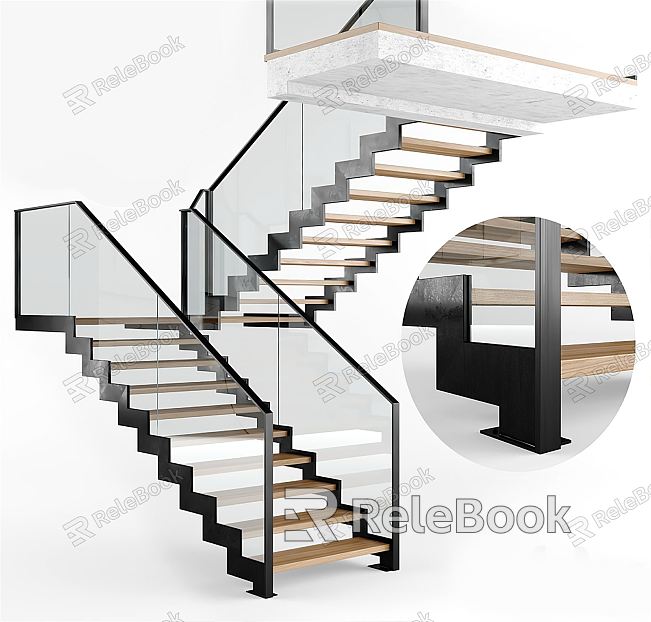 Modern Stairs Minimalist Stairs Right Angle Stairs Stair Handrail model