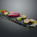 Vibrant Fresh Fruits Including Strawberry And Purple Dragon Fruit On Black Slate Platter