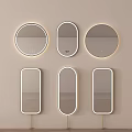 Lighted Wall Mounted Mirrors in Various Shapes with LED Frames on Beige Wall