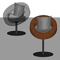 Modern Bar Stools With Round Backrest Silver Transparent And Brown Leather Black Base Gray Pillow
