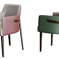 Modern Upholstered Dining Chairs With Pink Green Colors Brass Accents And Wooden Legs