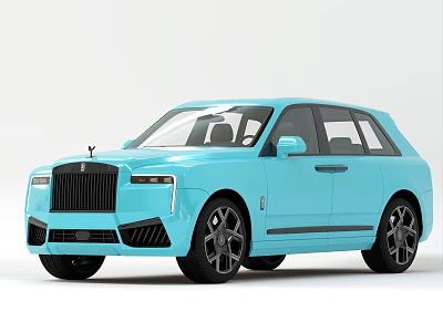 Light Blue Luxury Modern SUV With Black Wheels And Grille Design 3d model