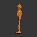 Orange 3D Cartoon Robot Model With Blue Joints And Limbs Standing Design
