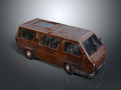 minibus minivan driverless bus school bus van box car 3d model