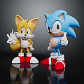 Yellow Fox and Blue Hedgehog Anthropomorphic Characters with Thumbs Up Gesture and Red Shoes