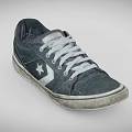 Black Converse Shoes With White Laces And Star Logo Distressed Design