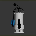 Silver Submersible Pump With Black Cable Blue Component And White Base 3d model