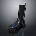 Practical Black Rubber Rain Boots With Zipper And Thick Sole For Daily Living Supplies
