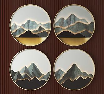 New Chinese Round Frame Painting Decorative Painting 3d model