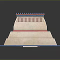 Cartoon Style Three Tiered Pyramid With Blue Dots Red Grid And Red Lines