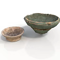 Two Unique Handcrafted Ceramic Sculpted Bowls With Earthy Green And Brown Textures