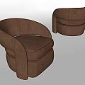 Brown Modern Single Sofa With Curved Arms Rounded Design And Comfortable Cushion 3d model
