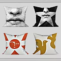 Abstract Lips Nose And Geometric Pattern Decorative Pillows With Artistic Designs 3d model