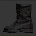 Dark Colored Leather Boots with Lace Up Design Thick Rugged Sole and Durable Style