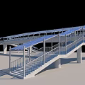 Modern Architectural Bridge Structure Design With Stairs Railings And Support Columns 3d model