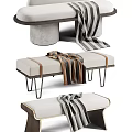Modern sofa stool bench combination 3d model