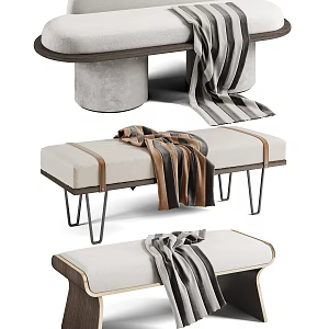 Modern sofa stool bench combination 3d model