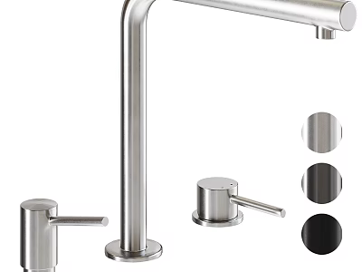 Sleek Stainless Steel Faucet With Tall Spout Dual Handles And Multiple Finish Options 3d model