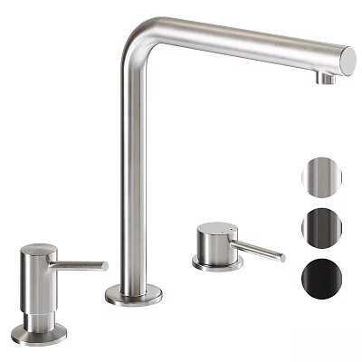 Sleek Stainless Steel Faucet With Tall Spout Dual Handles And Multiple Finish Options 3d model