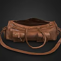 Brown Leather Duffel Bag with Handles and Adjustable Shoulder Strap Classic Design 3d model