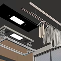 Smart Ceiling Mounted Clothes Dryer With LED Light And Adjustable Hanger Rails 3d model