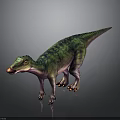 Realistic Colorful Green Blue Dinosaur 3D Model Standing With Detailed Texture