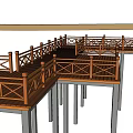 Wooden Elevated Walkway Structure With Railings For Scenic Outdoor Pathway