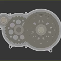 Durable Gear Tools With Transparent Casing Multiple Gears And Metal Shafts 3d model