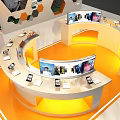 YUNOS Modern Exhibition Booth Featuring 40 Plus Logo Red Car Display Counter And Display Screens