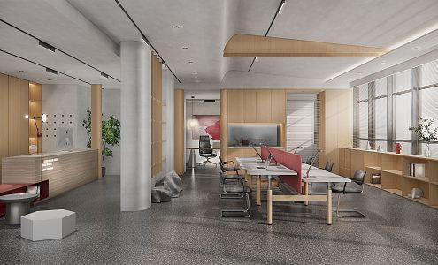 Modern public office area 3d model