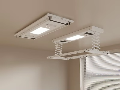 Ceiling Mounted Retractable Clothes Hanger With Lighting 3d model